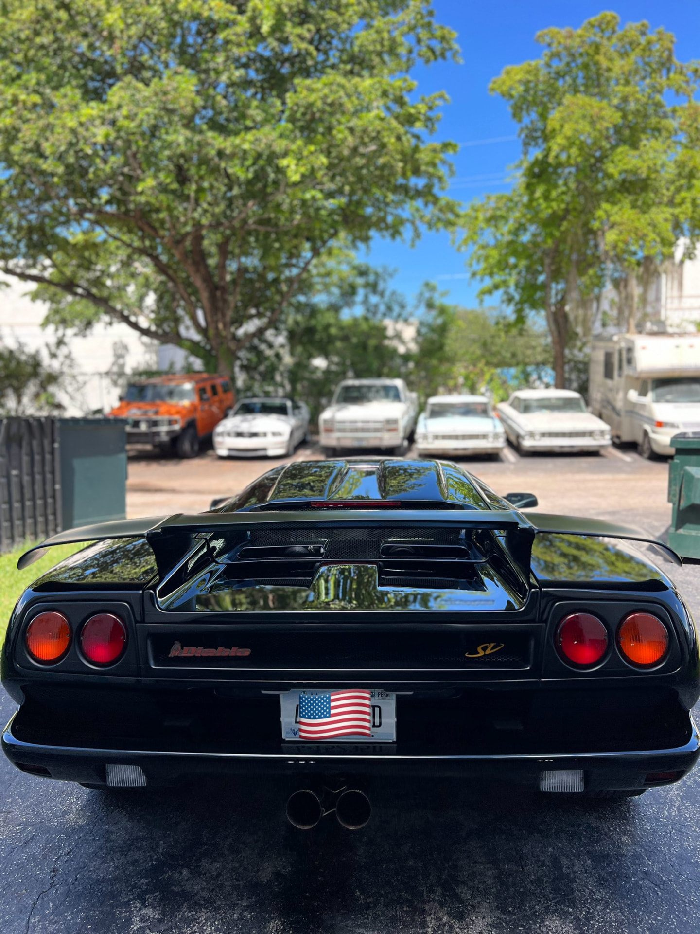 Lamborghini Diablo SV rear view with polished black paint